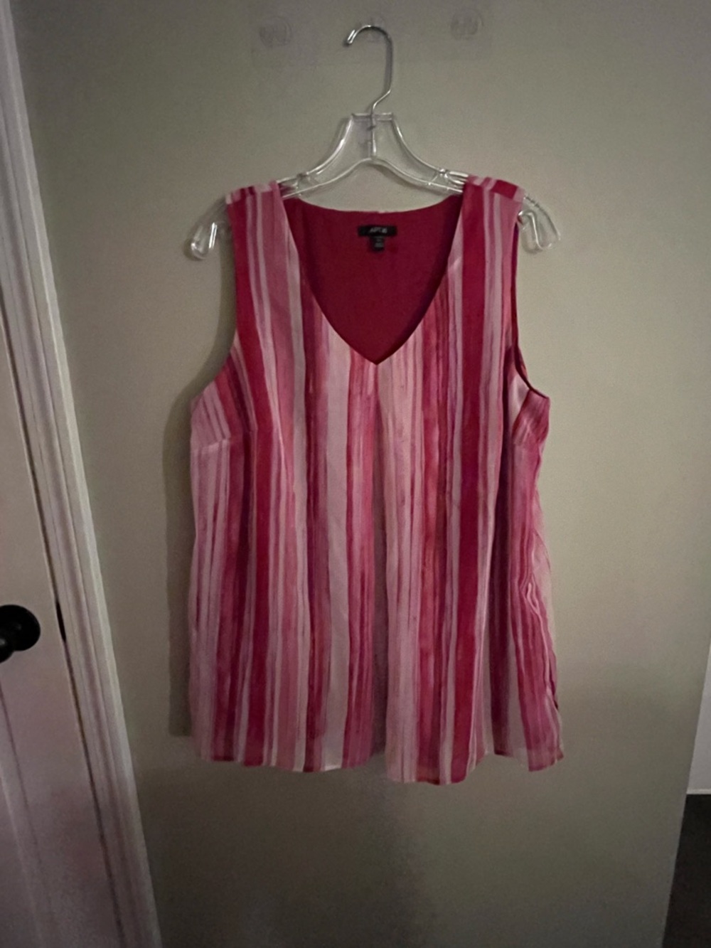 Apt. 9 Pink Striped V-Neck Tank Top